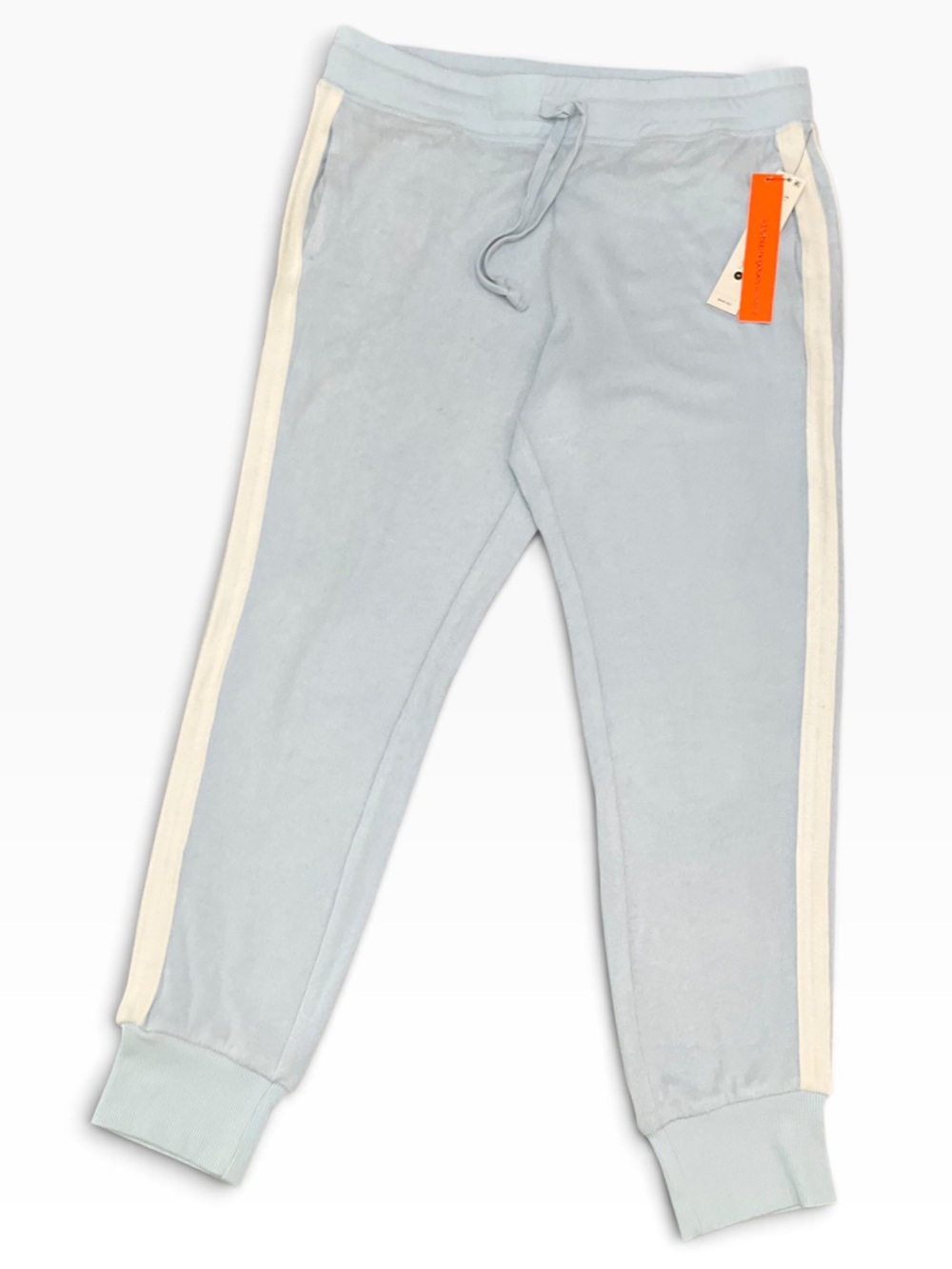 Aqua Athletic Women’s Blue Track Joggers White Side Stripes Size Medium NWT